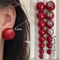 Boucles d'oreilles clips rouges sphériques en plusieurs tailles, option 2,2 cm - 4163-2.2cm Clip d'oreille perle rouge