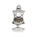 Antique silver sea turtle charm bead with detailed shell texture for jewelry making - 1pc Turtle Bead