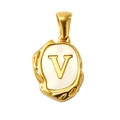 Titanium steel shell letter V pendant with irregular organic gold plating finish - Letter V (SP035G-V(Single Pendant))
