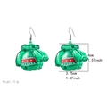 Detailed dimensions of green acrylic Christmas sweater earrings with festive patterns - Green Sweater Earrings