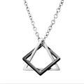 Hip hop hexagram sweater chain with interlocking silver triangle and black geometric pendant - Silver Triangle Geometric + 60cm Chain