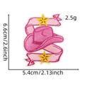 Dettaglio della toppa ricamata cappello da cowgirl rosa con dimensioni 6,6cm x 5,4cm - Stile Cappello con Nastro (4#)