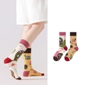 Asymmetrische Baumwollsocken mit bunten Schneckenmustern in Beige und Gelb - Bunte Schnecke Stil (1055)