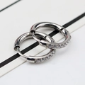 Silver stainless steel huggie earrings with sparkling clear cubic zirconia stones - Steel Color 2.5*10mm Single Piece