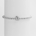 Polished silver beaded stretch bracelet featuring a 3D minimalist bold letter R charm - Silver R