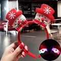 Luminous Christmas plush headband with red snowmen featuring festive glowing lights - LED Bowtie Snowman