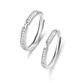 Elegant S925 sterling silver knotted couple rings with shimmering pavé set diamonds - Adjustable Open / Men's & Women's Style