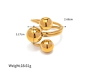 Gold plated multi-ball ring with three metallic spheres and mirror polished finish - Gold Multi-Ball Ring