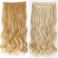 Comparison of honey blonde and platinum wavy hair extensions with clips - Strawberry Blonde Highlight (27H613)
