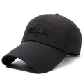 Quick-dry black baseball cap featuring NY&JA 3D embroidery and adjustable metal buckle - Adjustable / Black