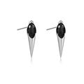 S925 sterling silver stud earrings featuring black marquise stones and vintage spikes - 925 Silver / Platinum Plated with Black Stone