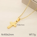 Collana con pendente a croce martellata in acciaio inossidabile placcato oro 18k - Oro (KN107672-KFC)