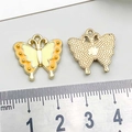 Yellow butterfly alloy enamel charm measuring 22mm x 18mm with golden textured back side - 1Pc Orange & Yellow Drip Oil Butterfly / 17*18mm