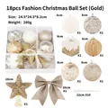 18-piece gold Christmas tree decoration set with 8cm balls, star topper, and bow - 18-piece Stylish Christmas Ball Set (gold)