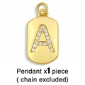 Hip hop style 18K gold letter A dog tag pendant with sparkling cubic zirconia stones - Gold Letter A Pendant (Without Chain)