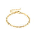 Goldenes Gliederkettenarmband mit hohlen Herzanhängern, Karabinerverschluss und Verlängerung - Goldene Blatt-Hohlkette