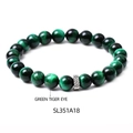 Natural Green Tiger Eye beaded bracelet with silver spacer bead for men and women - SL351A18 Green Tiger Eye Bracelet