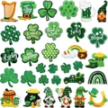 30-piece St. Patrick's Day green clover and lucky charm embroidered patch set - 32Pcs Festive Ultimate Set