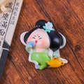 Ancient style cartoon figure in green dress lying with teapot and cup phone stand - 1229-2 Green Skirt Green Flower Fridge Magnet