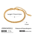 18K vergoldetes Edelstahl-Armband 3mm Flachkette mit 5cm Verlängerung und Maßangaben - Goldenes Flachketten-Armband (JDBW2405011)