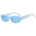 Retro rectangle sunglasses in light blue transparent finish with tinted lenses - Jelly Blue Frame Blue Lens
