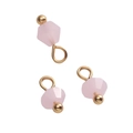 Pink 4mm faceted glass bead charm with gold metal loop for DIY jewelry making - Bicone Bead / Pink