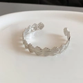 Minimalist silver open starfish bangle with shell textured relief in a polished finish - Scallop Relief Craft (2#)