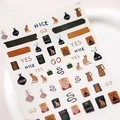 Vintage 3D cat nail art stickers featuring abstract pots and motivational text - Retro Cat Art Style (TK-009)