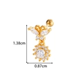 Gouden bloem en vlinder kraakbeen oorbel met zirkoon inlays en 1.38cm hoogte - Vlinderbloem (0181-1#) / Goud