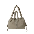 Light brown padded nylon handbag with knotted handles and drawstring closure style - One Size / Khaki