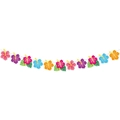 Hawaii Party Banner mit bunten Hibiskusblüten und grünen tropischen Palmblättern - Blume