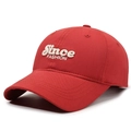 Classic red cotton baseball cap with white Since FASHION 3D embroidery detail - Adjustable / Red
