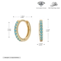 Detailed dimensions and S925 sterling silver material specs for gold turquoise hoop earrings - Inner Diameter 9mm / Gold (Gold Plated)