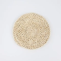 Handwoven natural corn husk round placemat in light beige with thick insulation texture - Round 20cm