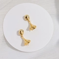 Montures de boucles d'oreilles cloche en argent S925 doré au design minimaliste - Clou d'Oreille Doré Base Perle
