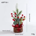 Mini sapin de Noël artificiel 24cm avec baies rouges et épines de pin sur socle - Sapin de Noël de Bureau Style C