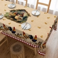 Nappe style ferme avec imprimé poulet numérique et bordures à carreaux rouges - Tissu brossé / 40x60cm / Poulet de Campagne (ZB694-5)