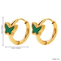 Dettaglio orecchini a farfalla dorati con dimensioni 1.8x1.6cm e peso di 4.1g - Oro + Verde