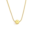 Minimalist gold letter M pendant necklace with sleek snake chain for women - Letter W