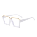 Moderne witte vierkante bril met gouden metalen staaf en blauw licht filter glazen - Goud Wit Anti-Blauw Licht