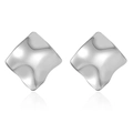 Orecchini geometrici irregolari con superficie ondulata in finitura argento lucido - Quadrato Ondulato / 1141 Argento