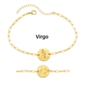 Detail view of 18K gold plated Virgo constellation zodiac pendant on paperclip chain - Virgo (1 Piece/Pack)