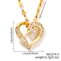 Collar con colgante de corazón dorado con circonitas blancas y detalles de medidas - Estilo Corazón Dorado (N01274-3)