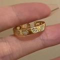 Stackable gold heart-shaped open ring with cubic zirconia accents for women - Gold Heart Zircon Ring