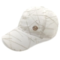 Weiße Baseballkappe mit Silberstickerei und goldenem Metall-R-Logo auf atmungsaktivem Mesh - M (56-58cm) / Beige