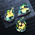 Pear-shaped AB coated crystal pendant with multifaceted cut and aurora effect on black background - 46MM Gourd Shape / Rainbow AB