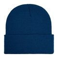 Navy blue solid knit beanie hat made of warm acrylic yarn for winter outdoor wear - One Size / Knight Blue