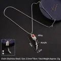 Collana retrò a dente di lupo con gemme colorate e catena a chiglia in acciaio inossidabile - Stile Dente di Lupo 38 (A787)