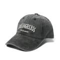 Vintage dark gray washed cotton baseball cap with Los Angeles white letter embroidery - 56cm-60cm / Black and Gray