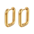 Orecchini a cerchio quadrati geometrici minimalisti in oro per un look alla moda - Chiusura per Orecchio Quadrata in Filo Tondo / Oro
